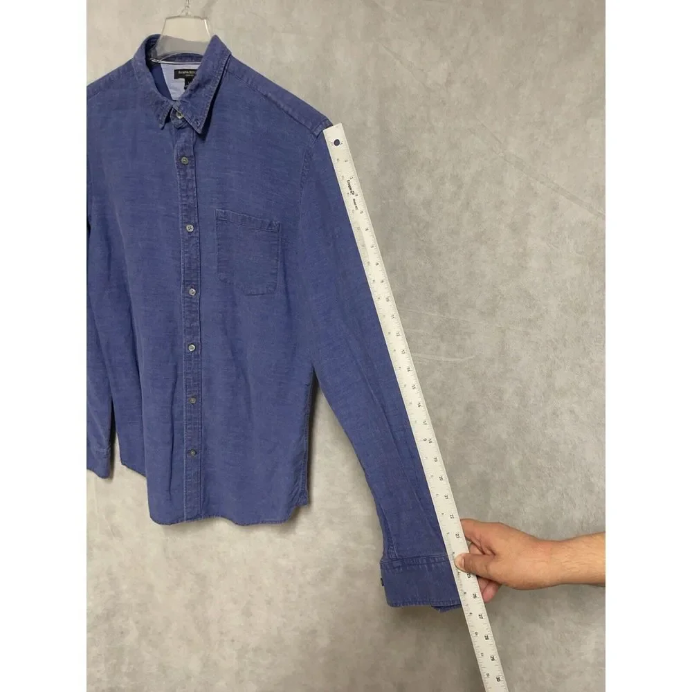 Banana Republic Shirt Men L Blue Linen Cotton Button Up Slim Hybrid Casual Beach